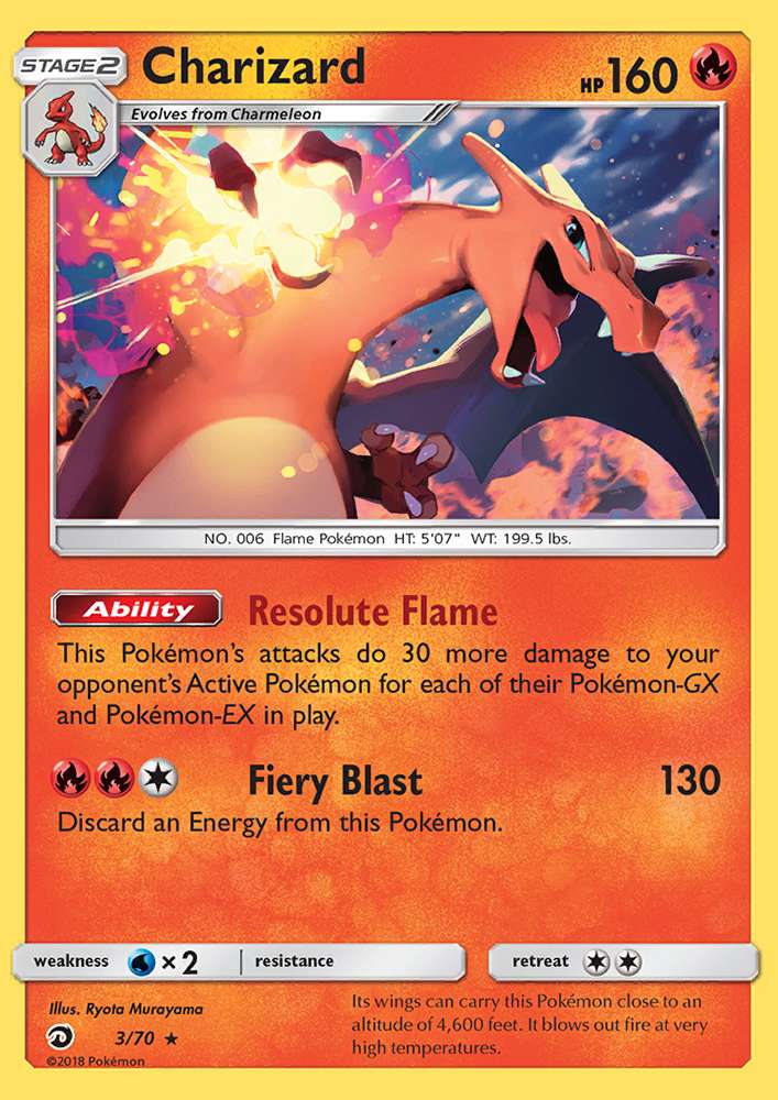 Charizard 3/70 2018 Card