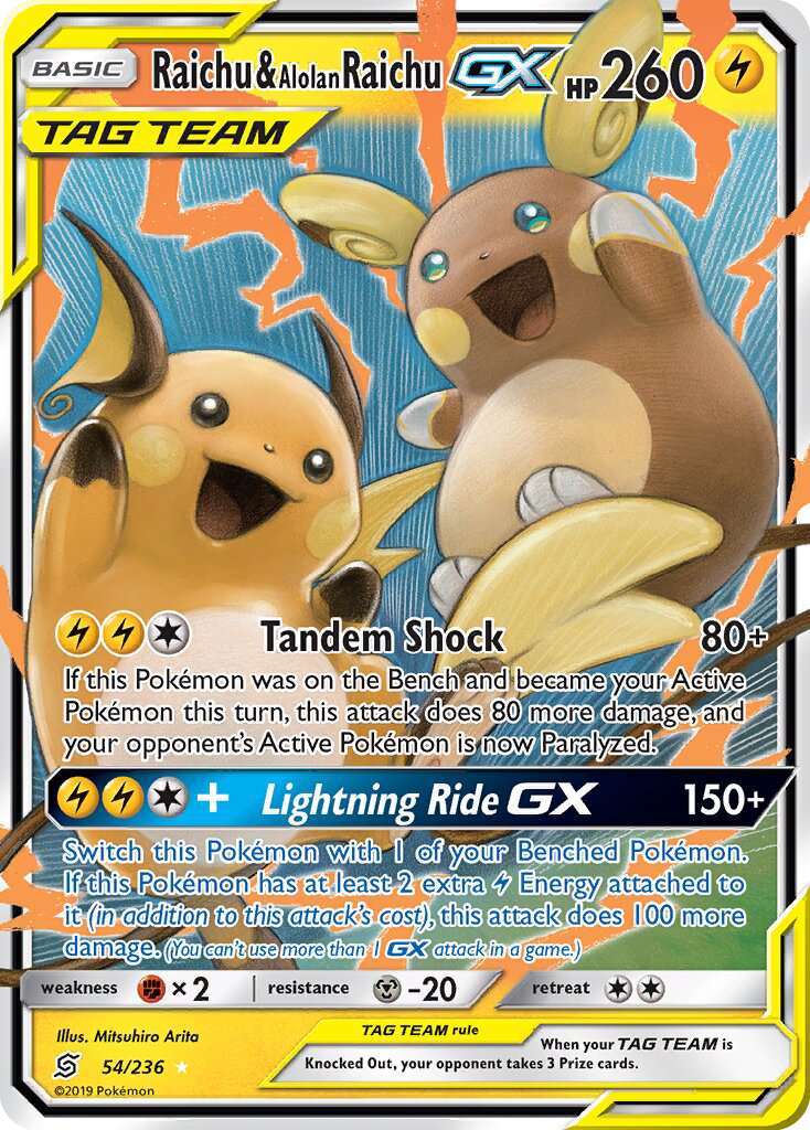 Raichu & Alolan Raichu-GX 54/236 2019 Card