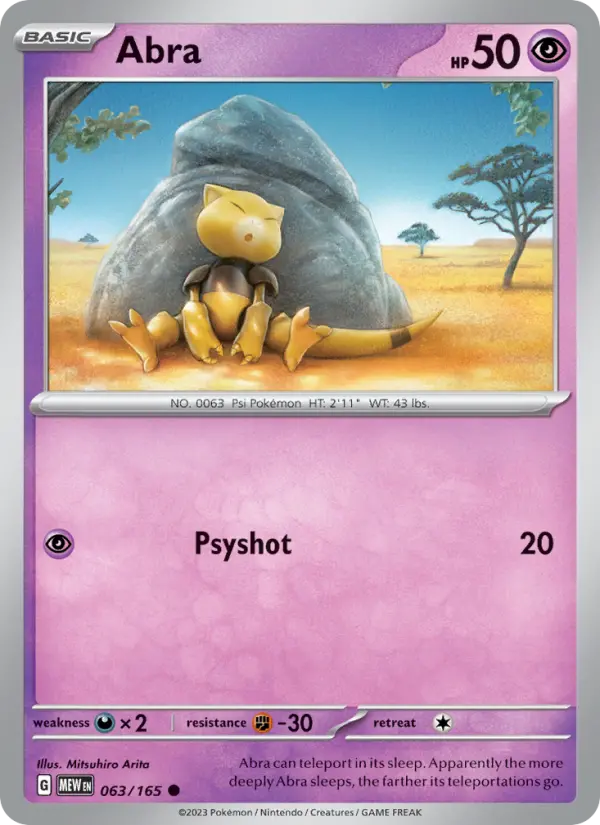 Abra Common Pokemon card #063 from 151