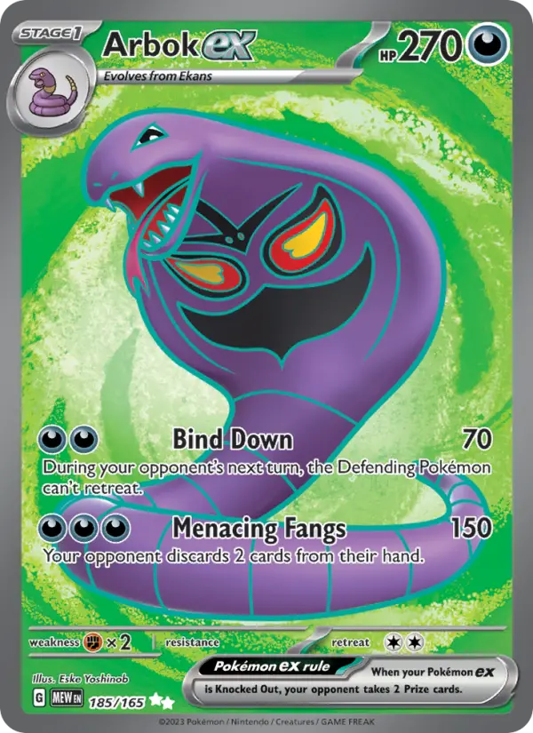 Arbok ex Ultra Rare Pokemon card #185 from 151