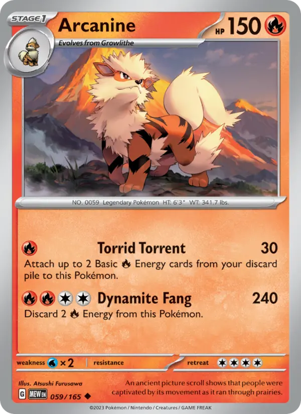 Arcanine Uncommon Pokemon card #059 from 151