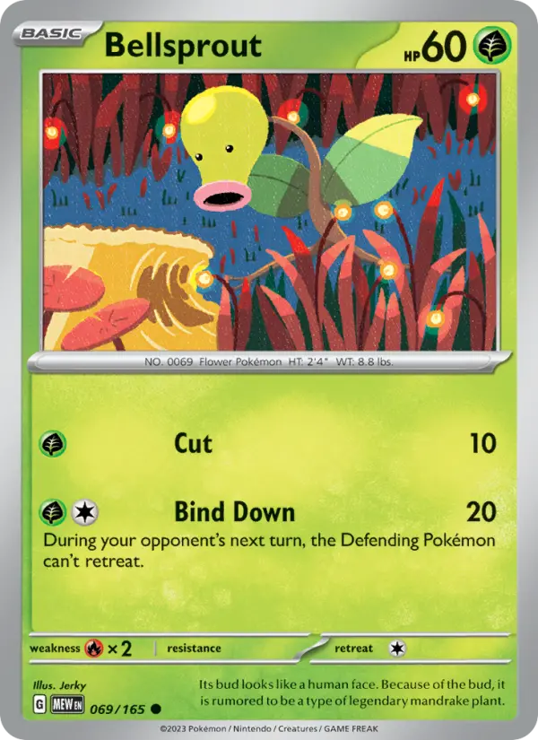 Bellsprout Common Pokemon card #069 from 151