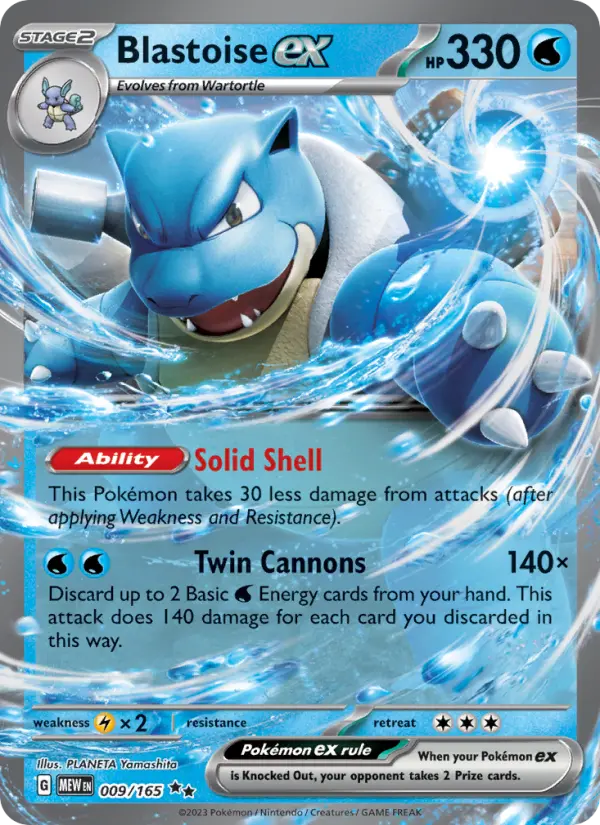 Blastoise ex Double rare Pokemon card #009 from 151