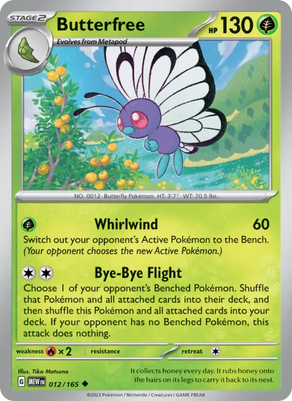 Butterfree Uncommon Pokemon card #012 from 151