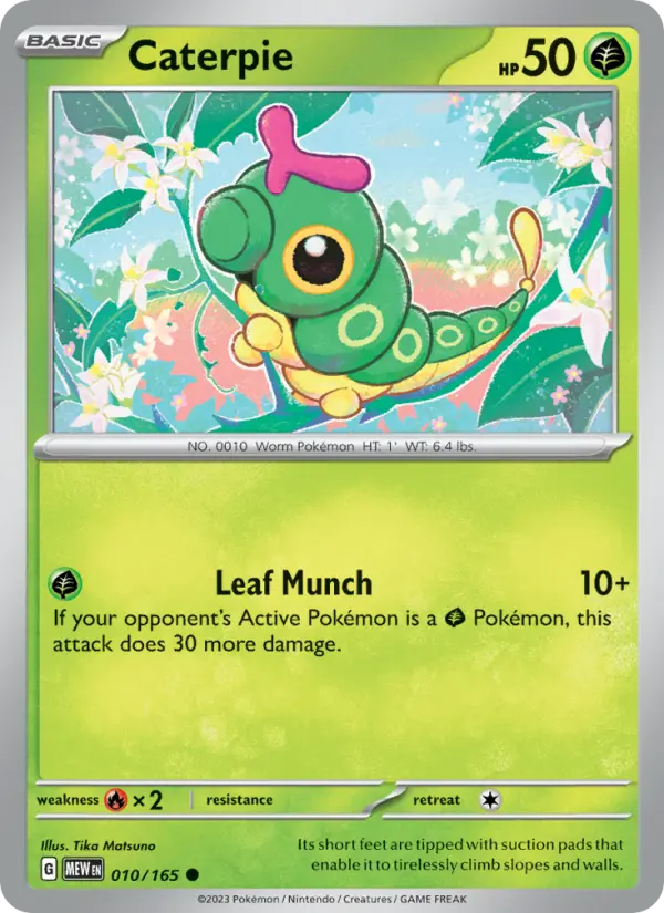 Caterpie Common Pokemon card #010 from 151