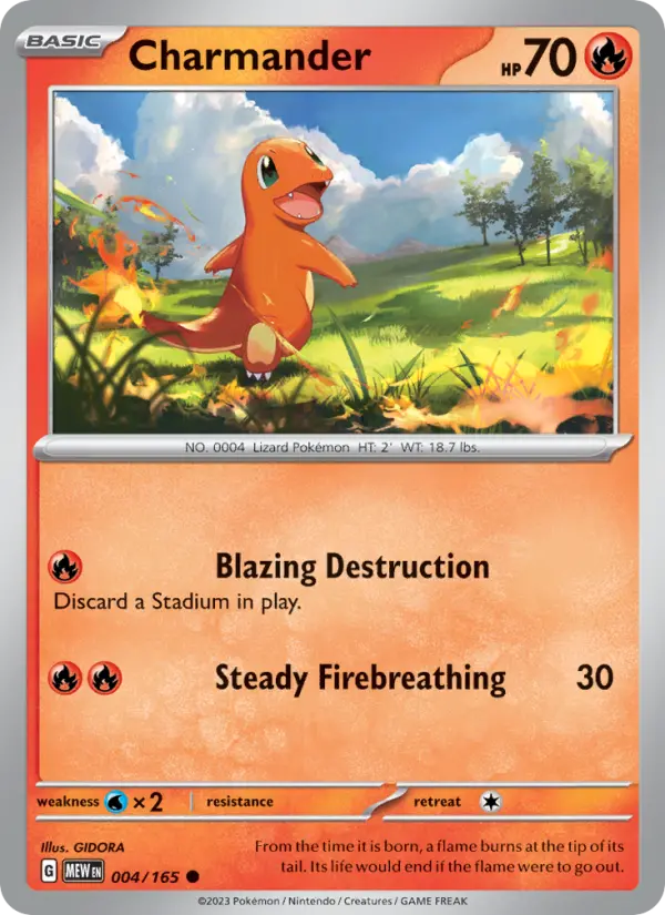Charmander Common Pokemon card #004 from 151