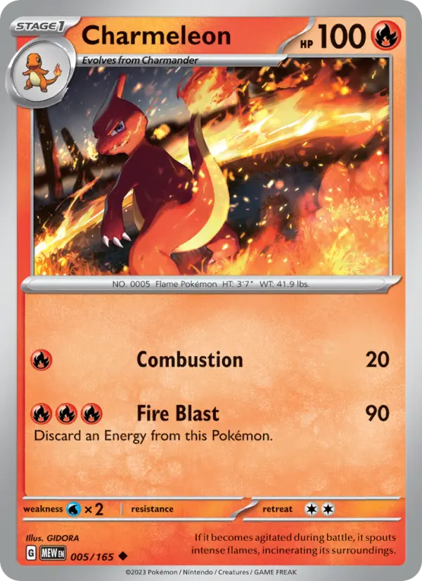 Charmeleon Uncommon Pokemon card #005 from 151