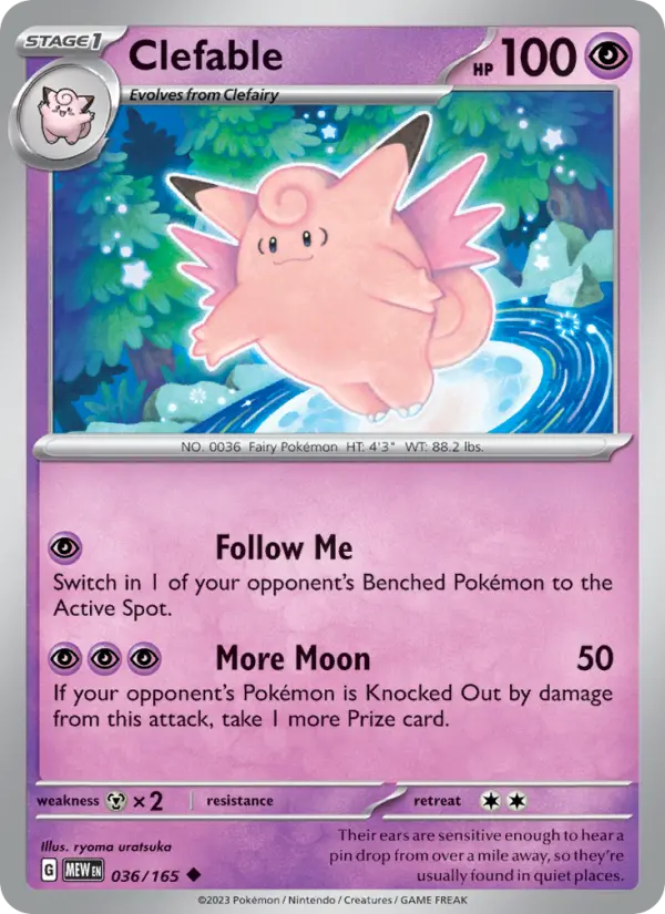 Clefable Uncommon Pokemon card #036 from 151