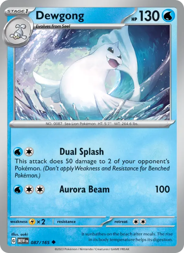 Dewgong Uncommon Pokemon card #087 from 151