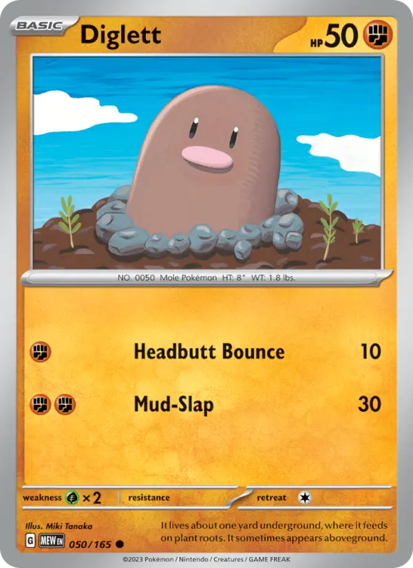 Diglett Common Pokemon card #050 from 151