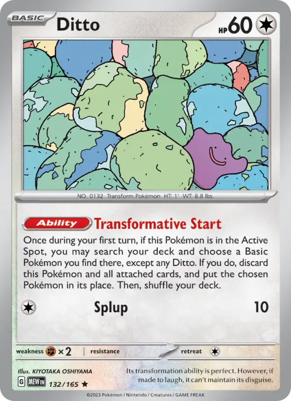 Ditto Rare Pokemon card #132 from 151