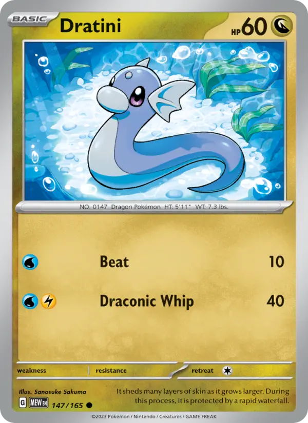 Dratini Common Pokemon card #147 from 151