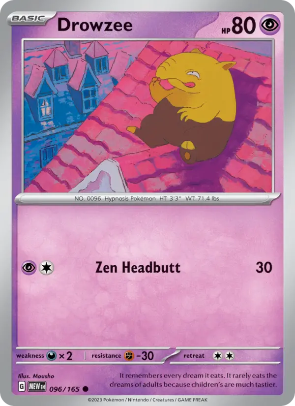 Drowzee Common Pokemon card #096 from 151