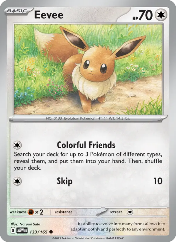 Eevee Common Pokemon card #133 from 151