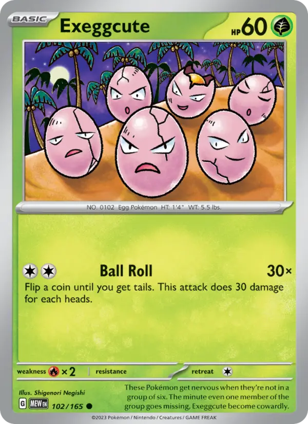 Exeggcute Common Pokemon card #102 from 151