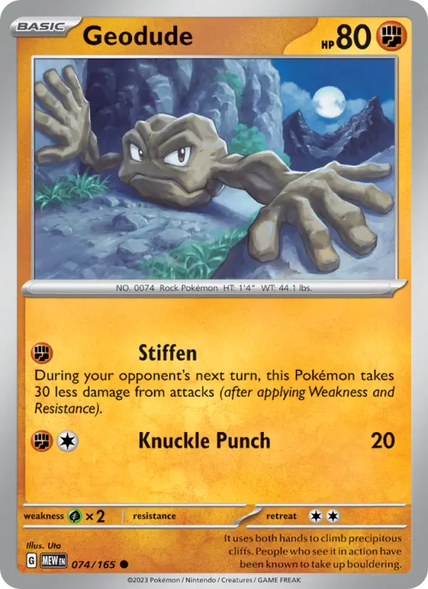 Geodude Common Pokemon card #074 from 151
