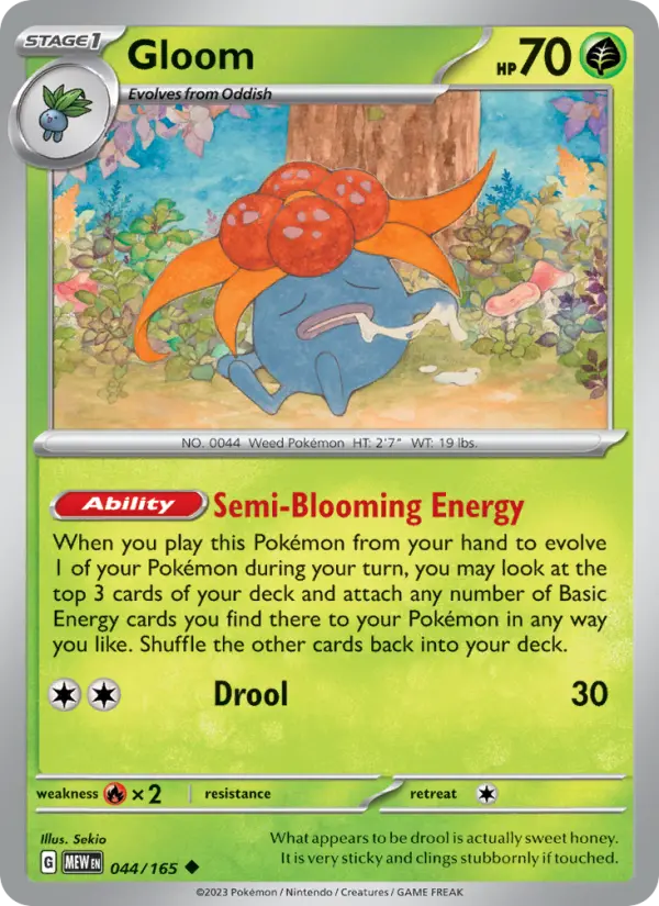Gloom Uncommon Pokemon card #044 from 151