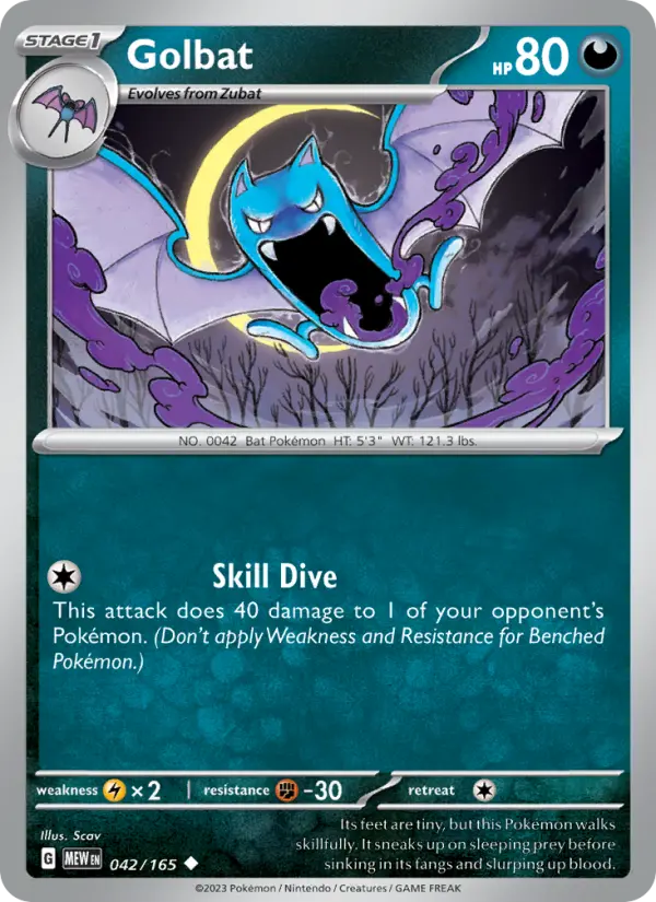 Golbat Uncommon Pokemon card #042 from 151