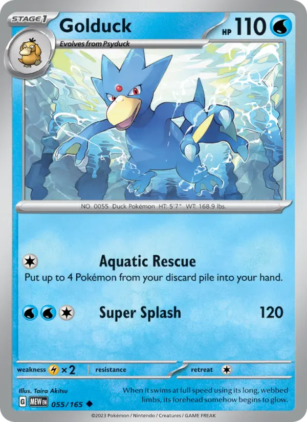 Golduck Uncommon Pokemon card #055 from 151
