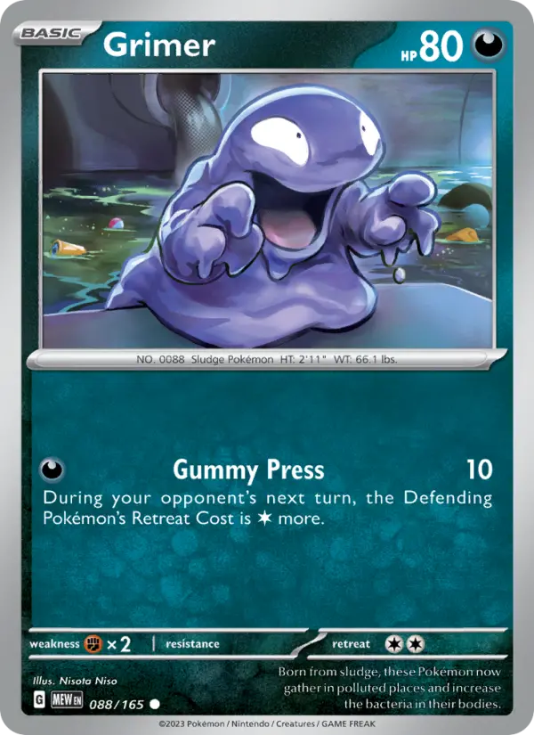 Grimer Common Pokemon card #088 from 151