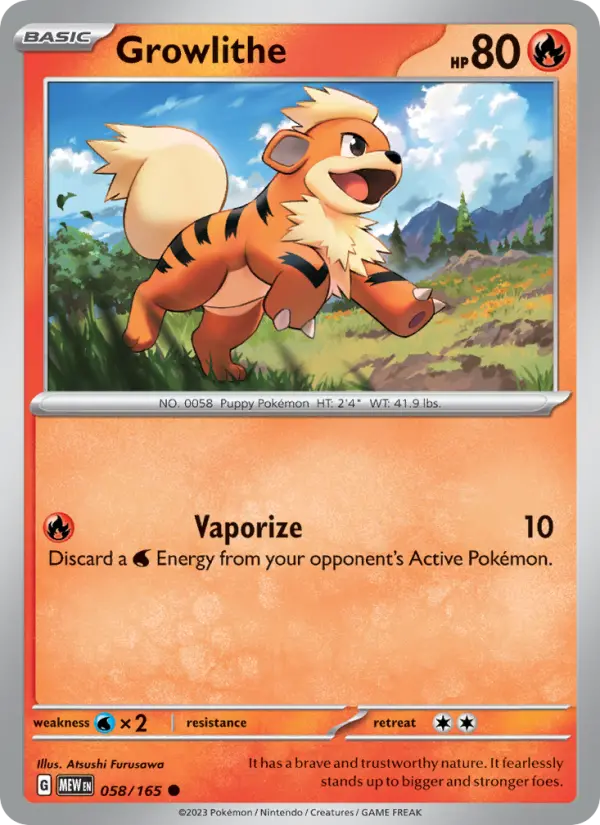 Growlithe Common Pokemon card #058 from 151