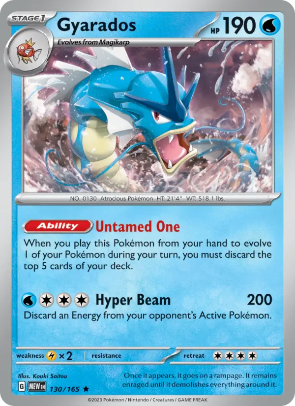 Gyarados Rare Pokemon card #130 from 151