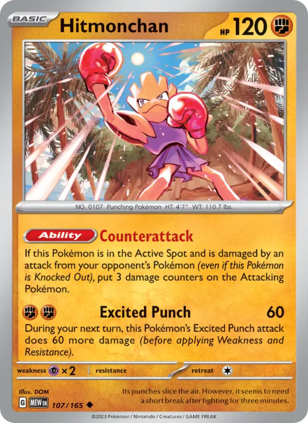 Hitmonchan Uncommon Pokemon card #107 from 151