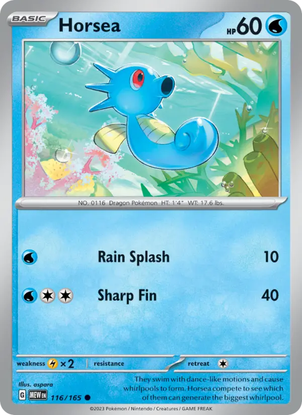 Horsea Common Pokemon card #116 from 151