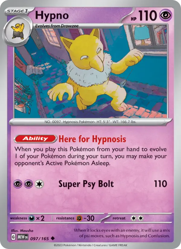 Hypno Uncommon Pokemon card #097 from 151