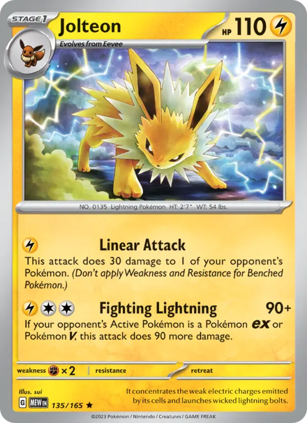 Jolteon Rare Pokemon card #135 from 151