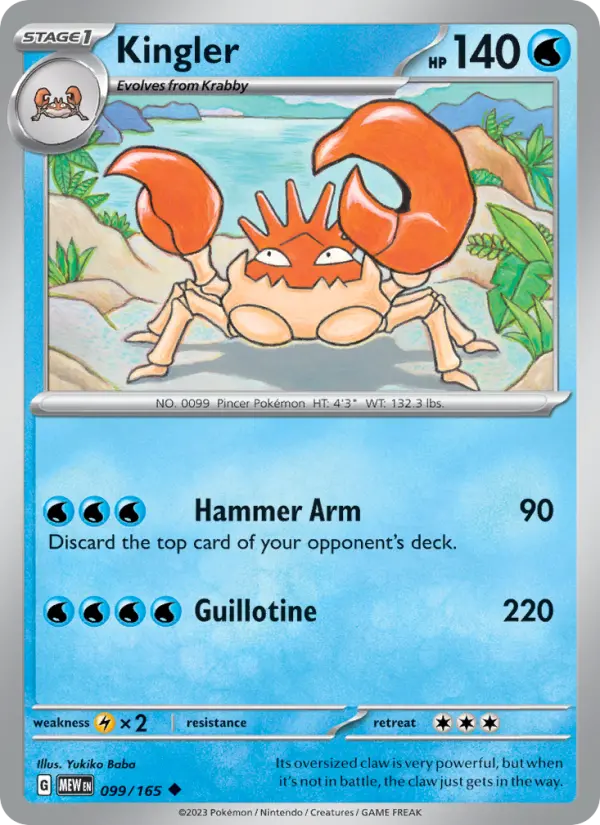 Kingler Pokemon card artwork