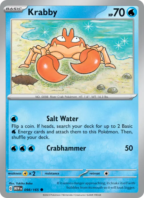 Krabby Pokemon card artwork