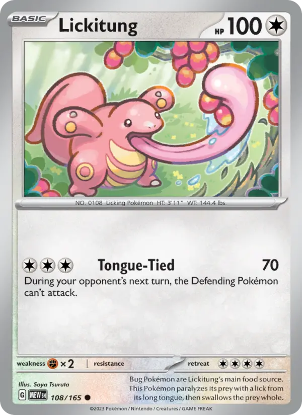 Lickitung Common Pokemon card #108 from 151