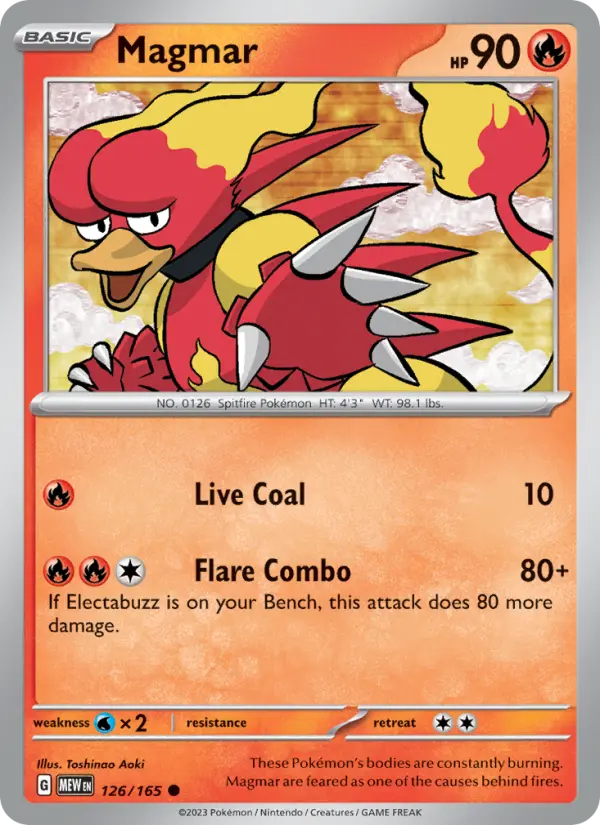 Magmar Common Pokemon card #126 from 151