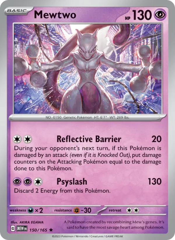 Mewtwo Rare Pokemon card #150 from 151