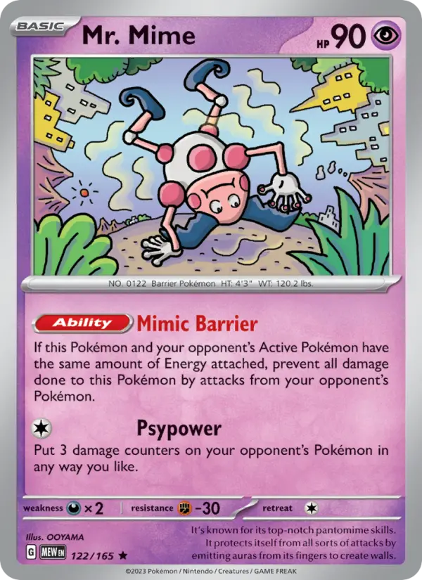 Mr. Mime Rare Pokemon card #122 from 151