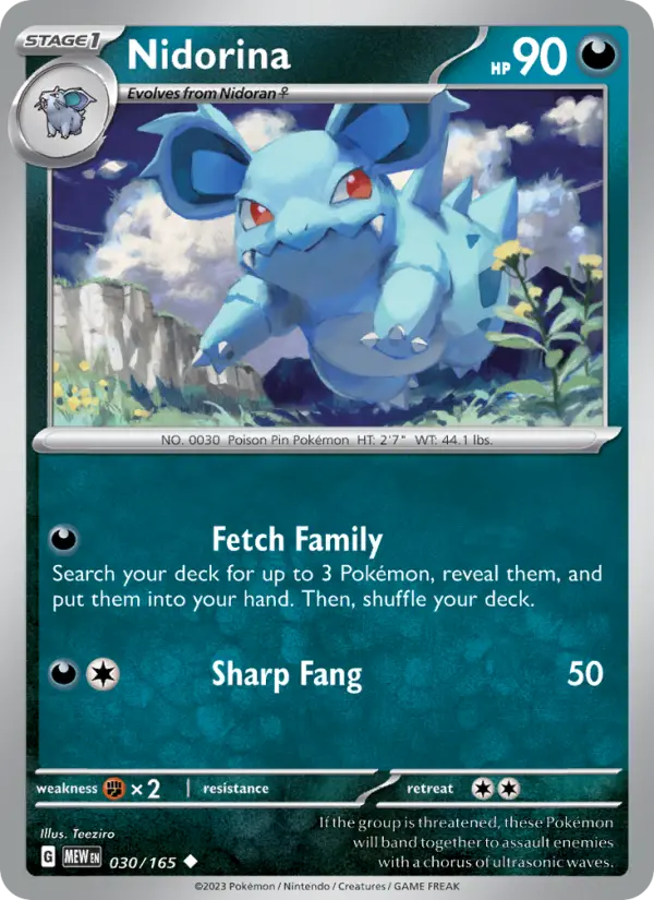 Nidorina Uncommon Pokemon card #030 from 151
