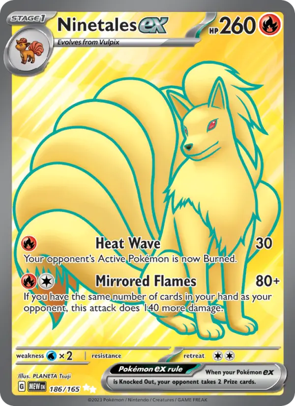 Ninetales ex Ultra Rare Pokemon card #186 from 151