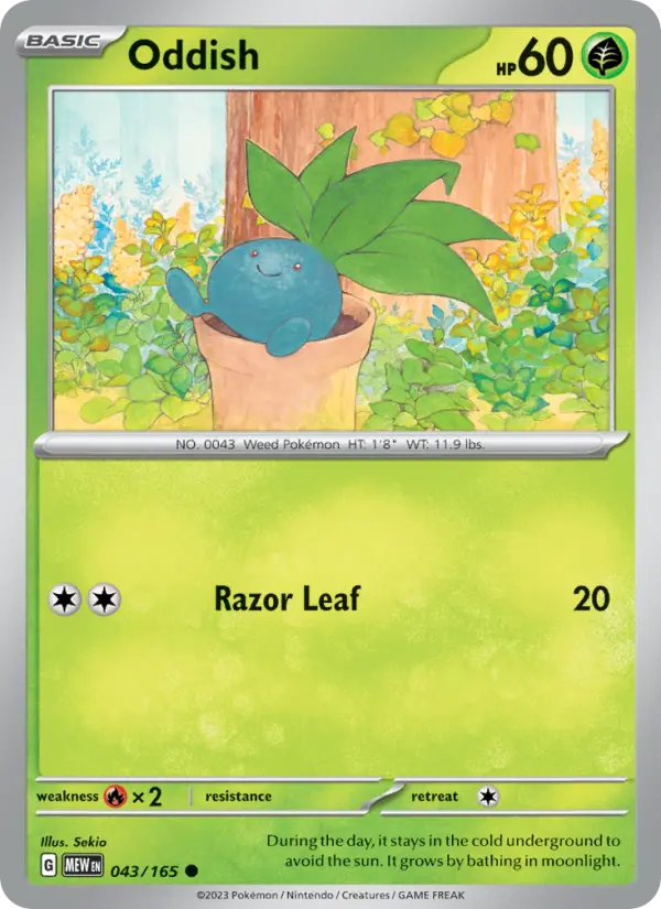 Oddish Common Pokemon card #043 from 151