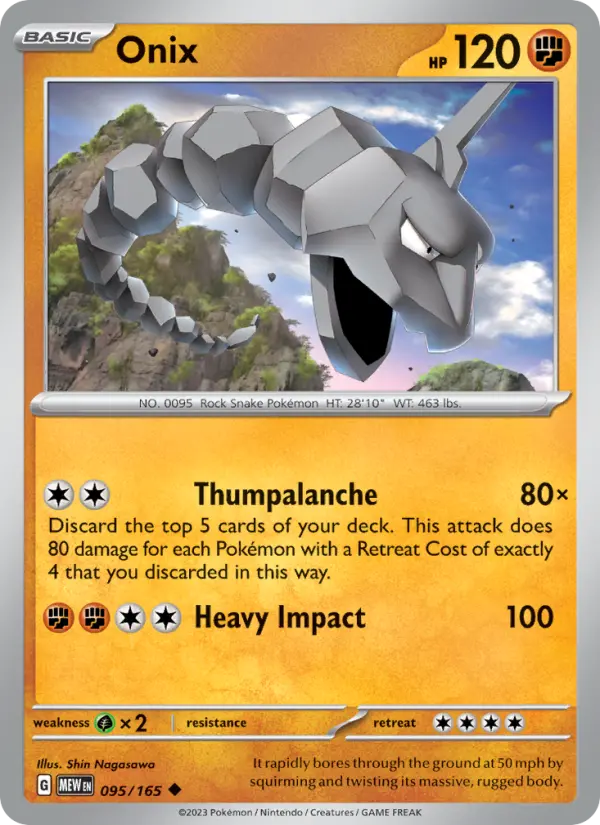Onix Uncommon Pokemon card #095 from 151