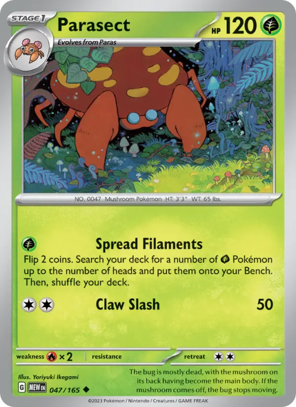 Parasect Uncommon Pokemon card #047 from 151