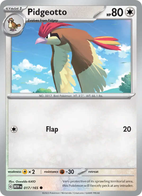 Pidgeotto Common Pokemon card #017 from 151