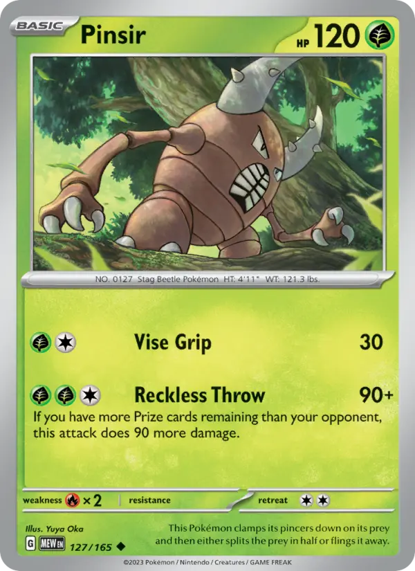 Pinsir Uncommon Pokemon card #127 from 151