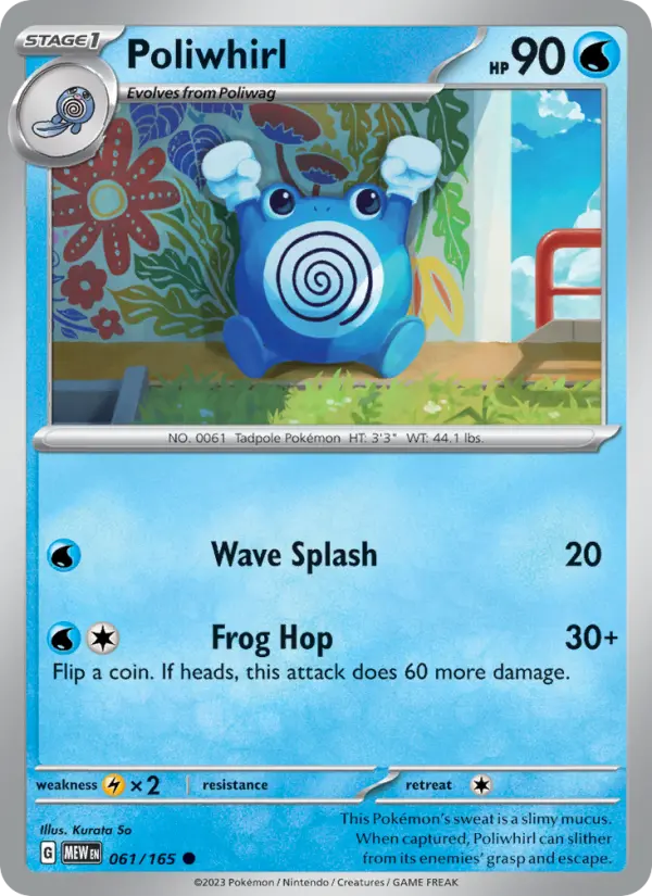 Poliwhirl Common Pokemon card #061 from 151