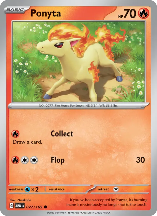 Ponyta Common Pokemon card #077 from 151