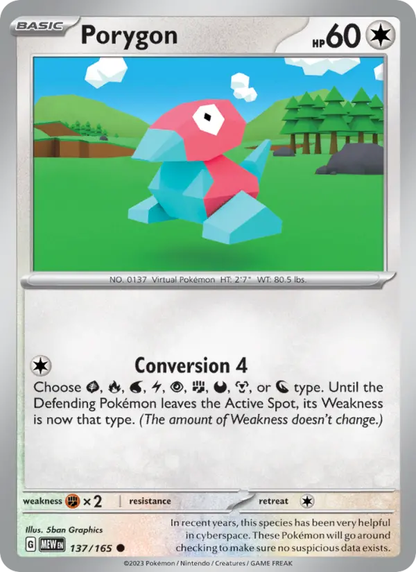 Porygon Common Pokemon card #137 from 151