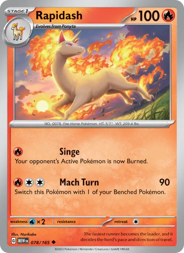 Rapidash Uncommon Pokemon card #078 from 151