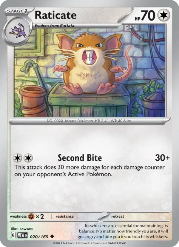 Raticate Uncommon Pokemon card #020 from 151