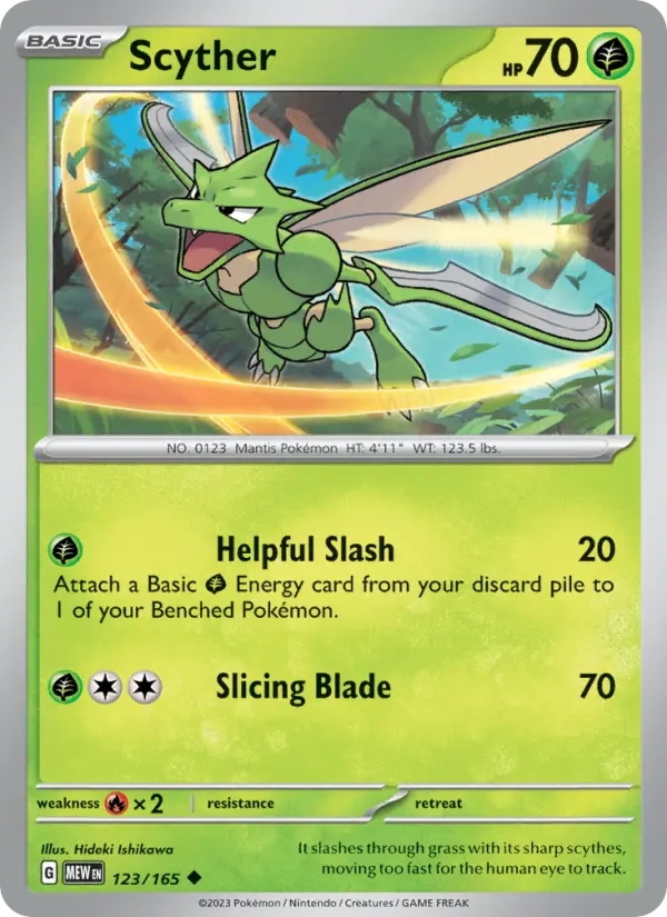 Scyther Uncommon Pokemon card #123 from 151