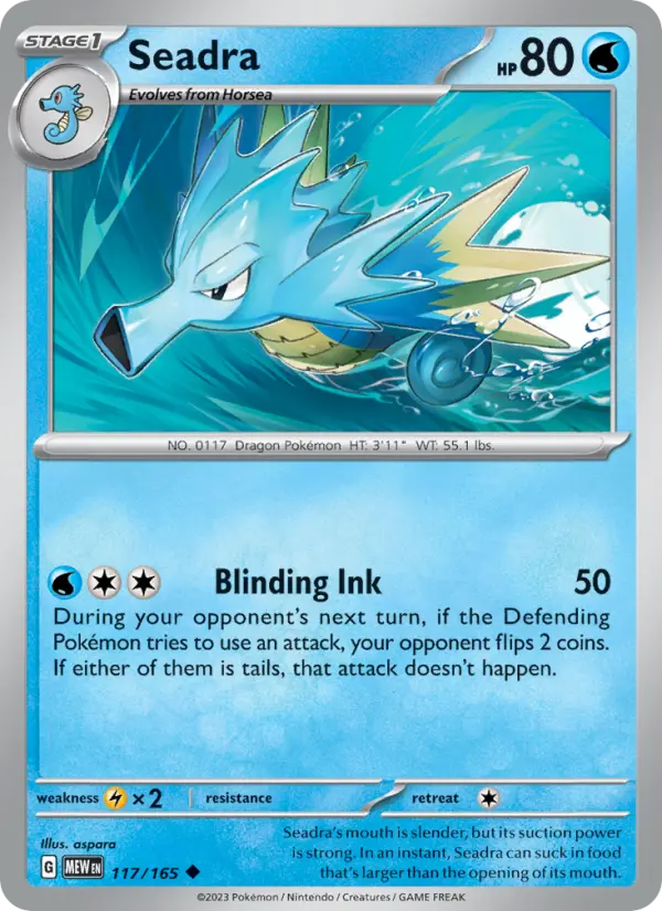 Seadra Uncommon Pokemon card #117 from 151